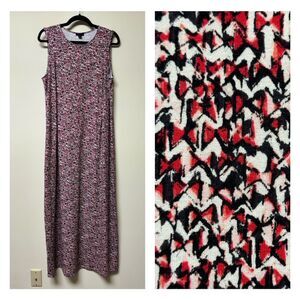 J. JILL Wearever Collection Black/Red/White Maxi Dress, Sz M Tall